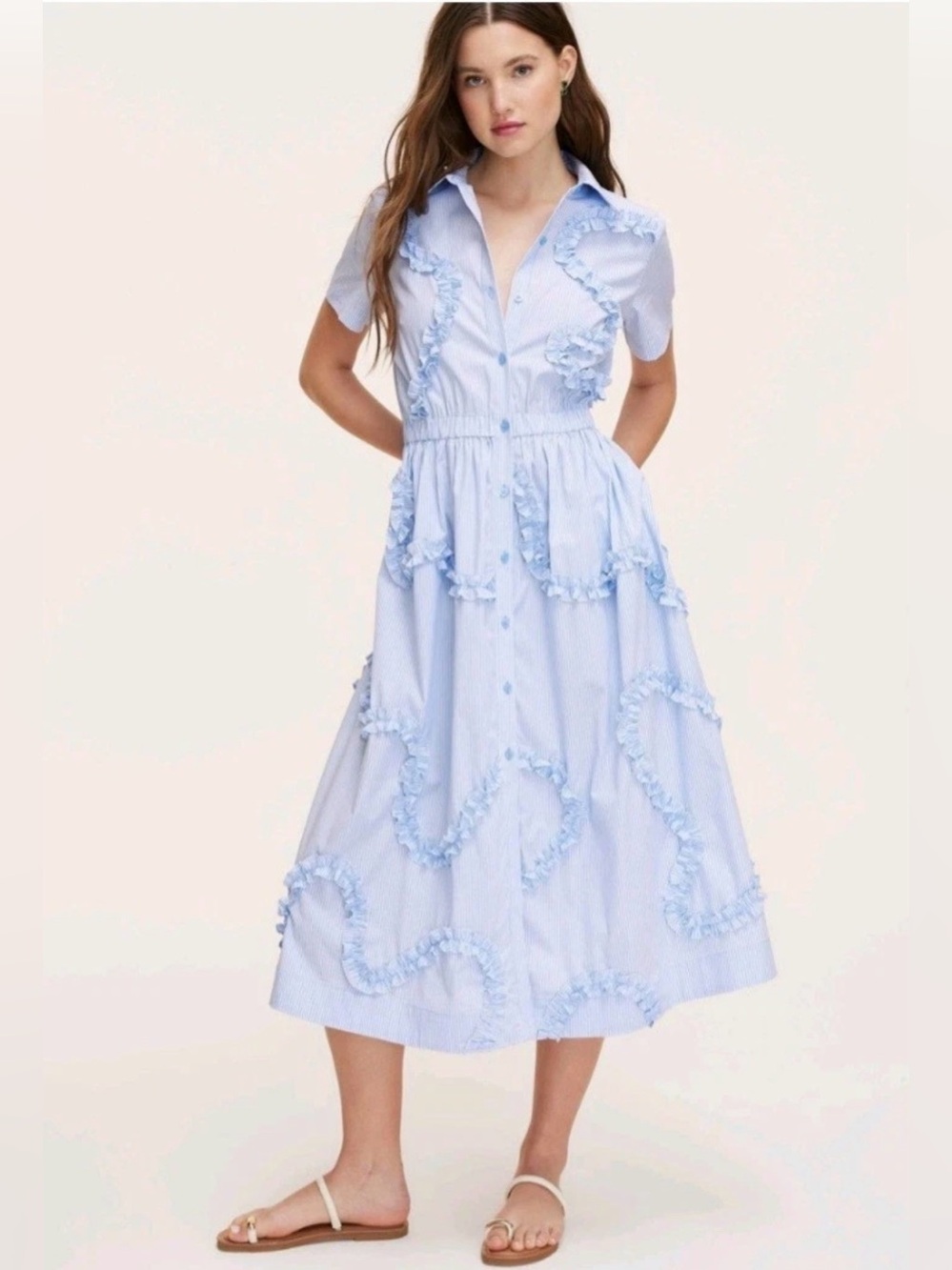Kate Spade x Target Light Blue Ruffled Button-Front w/pockets summer dress